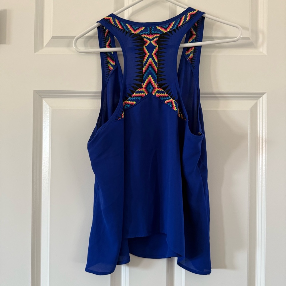 Blue Embroidered Racerback Tank Top - Picture 4 of 4